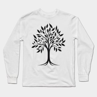 Elegant Deciduous Tree Silhouette Long Sleeve T-Shirt